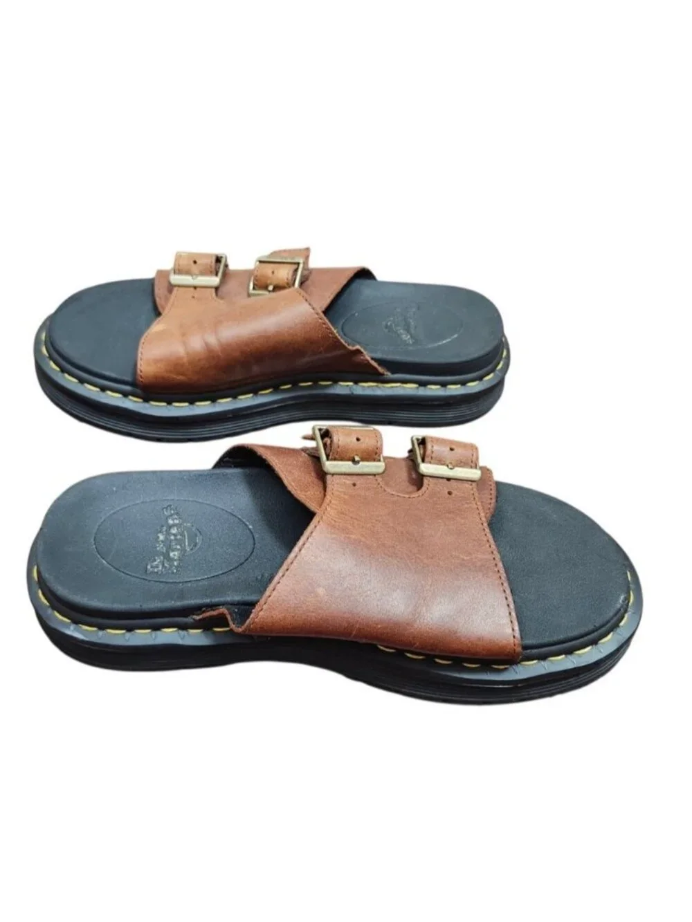 Dr. Martens Dax Luxor Leather Slide Sandals Tan Brown Men's US 7 Women's US 8